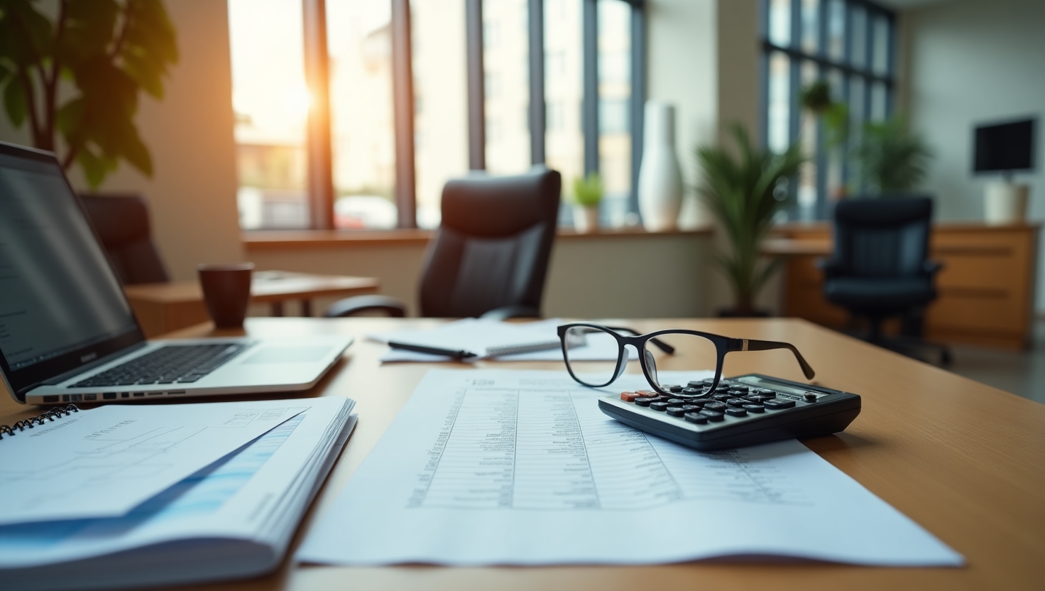 Professional accountant reviewing documents